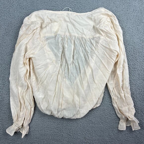 Lush Cream White Crop Top Crossover BOHO Blouse Womens Size Small - Picture 7 of 7